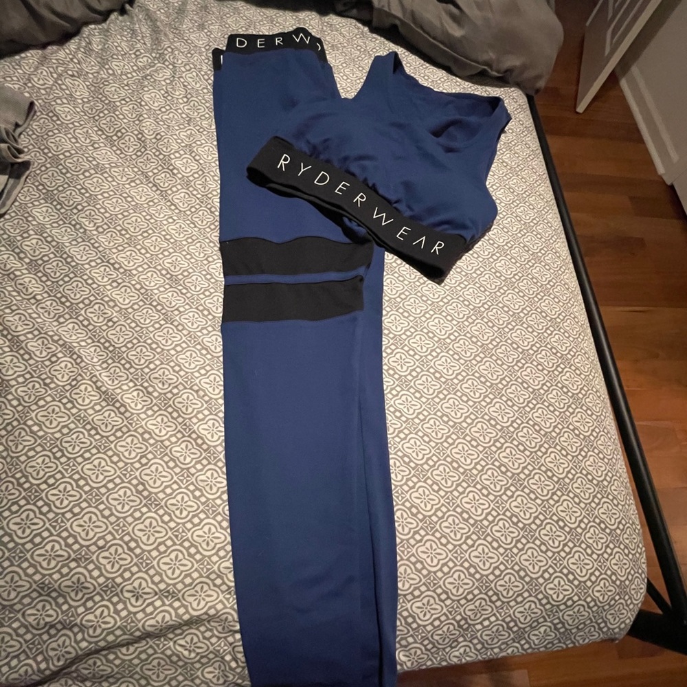 Ryderwear blue leggings&matching sports bra w/pads